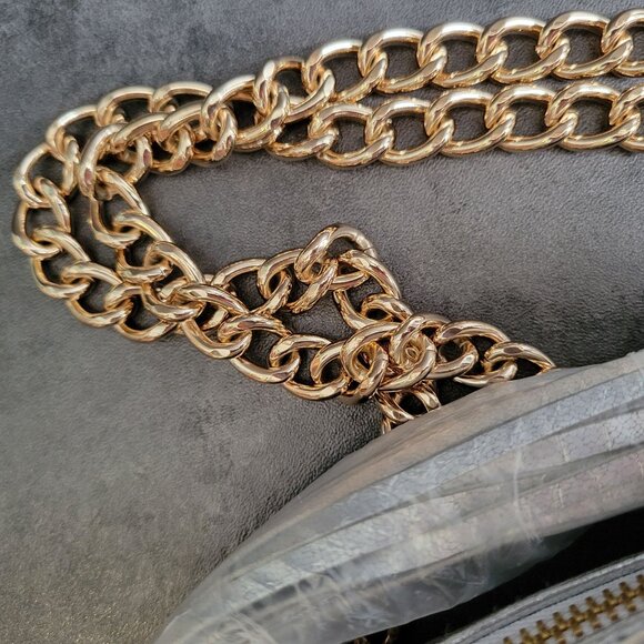 Victorias Secret Silver Faux Snakeskin Crossbody Bag With Gold Chain & Zipper - Picture 3 of 11